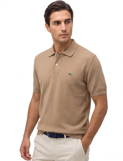 Lacoste Bruin poloshirt Lacoste classic fit korte mouw gebreid