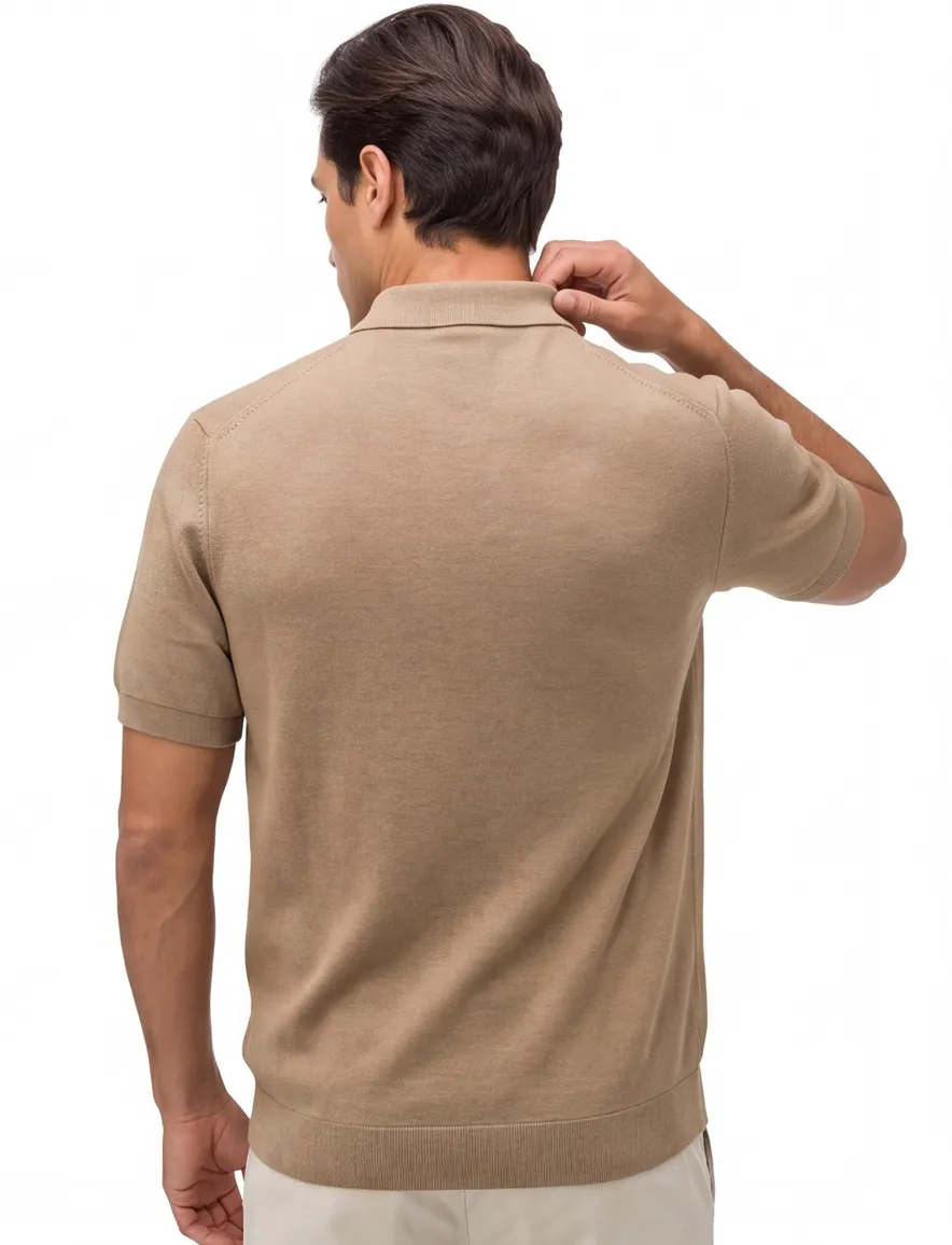 Bruin poloshirt Lacoste classic fit korte mouw gebreid