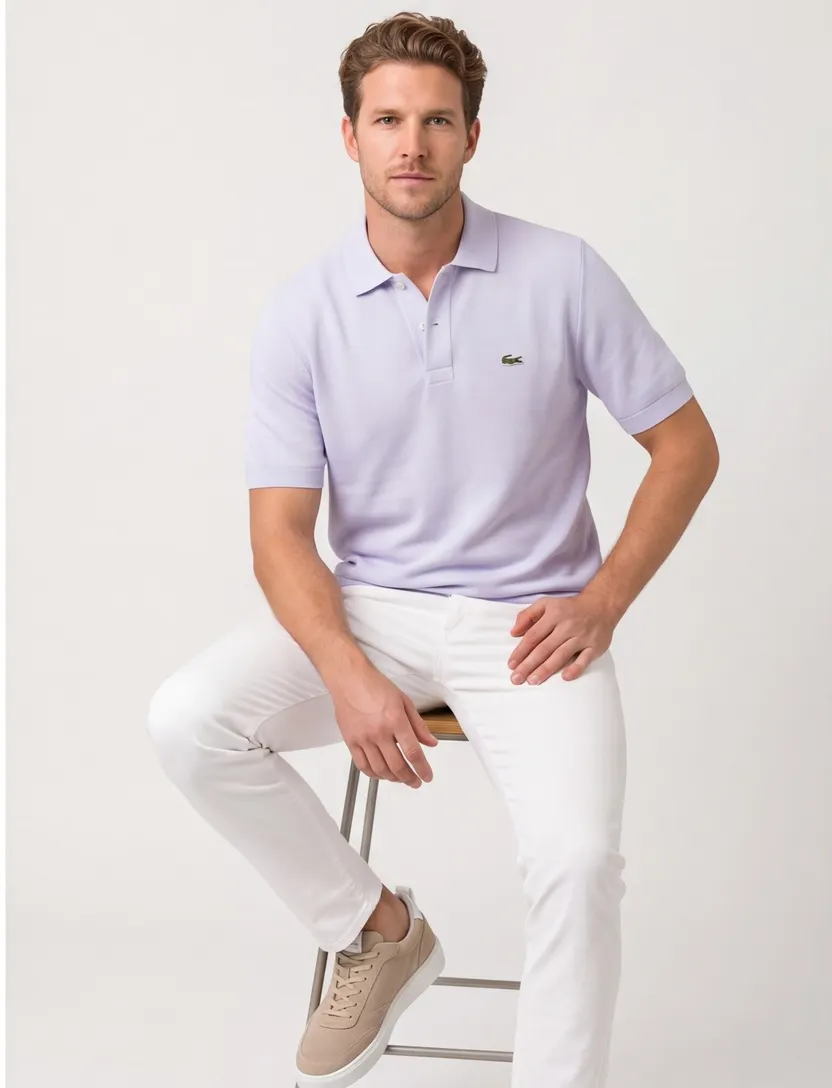 Poloshirt lichtblauw Lacoste classic fit 2-knoops