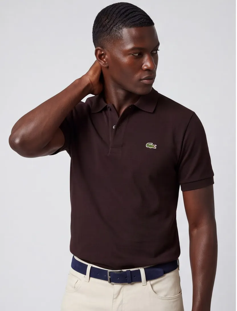 Poloshirt Lacoste bruin 2 knopen wijde fit