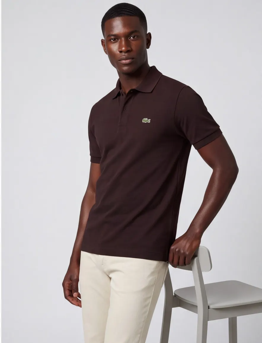 Bruine poloshirt Lacoste Classic fit 2 knopen