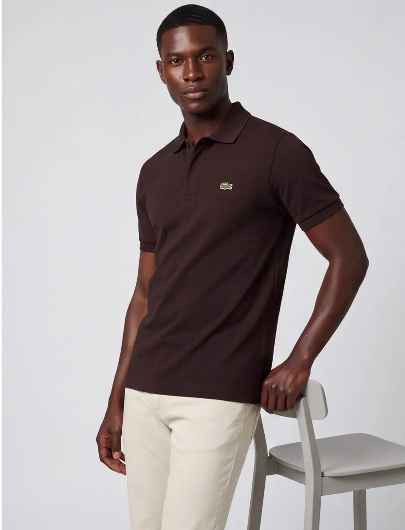 Poloshirt Lacoste bruin 2 knopen wijde fit