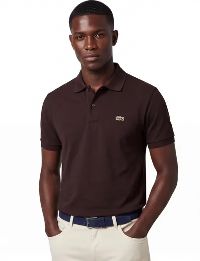 Lacoste Bruine poloshirt Lacoste Classic fit 2 knopen