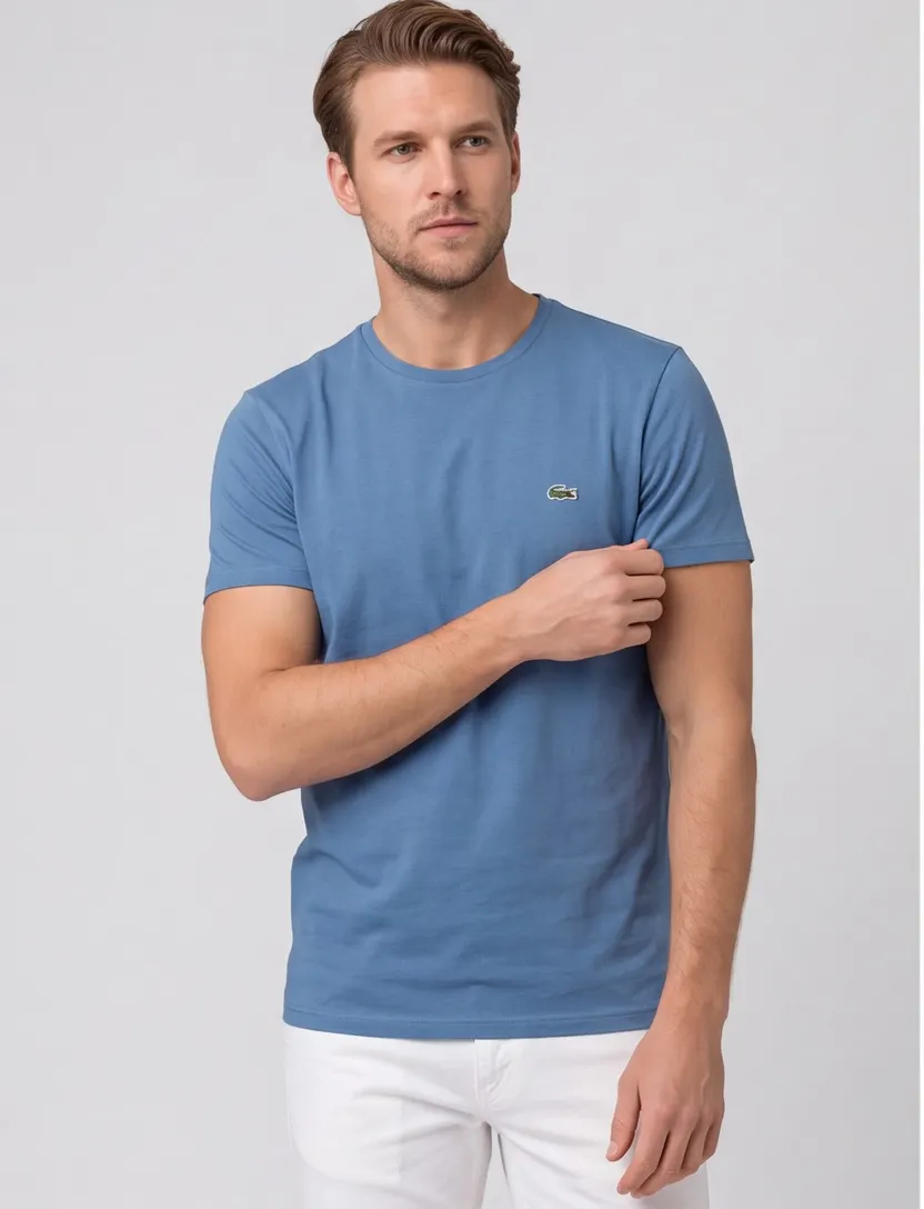 T-shirt Lacoste blauw ronde hals normalle fit
