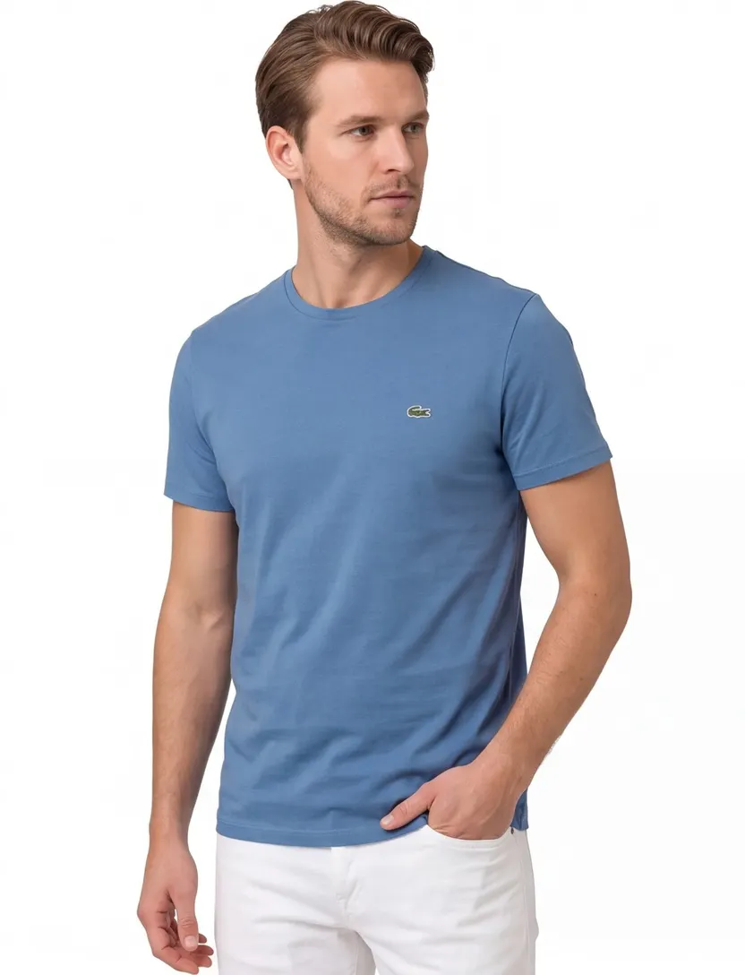T-shirt Lacoste blauw ronde hals normalle fit