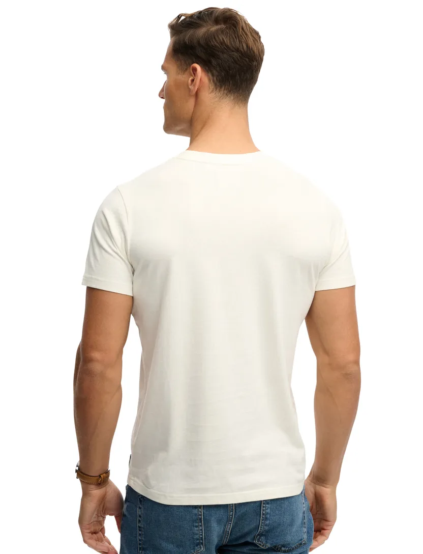T-shirt Superdry crème korte mouw opdruk slim fit