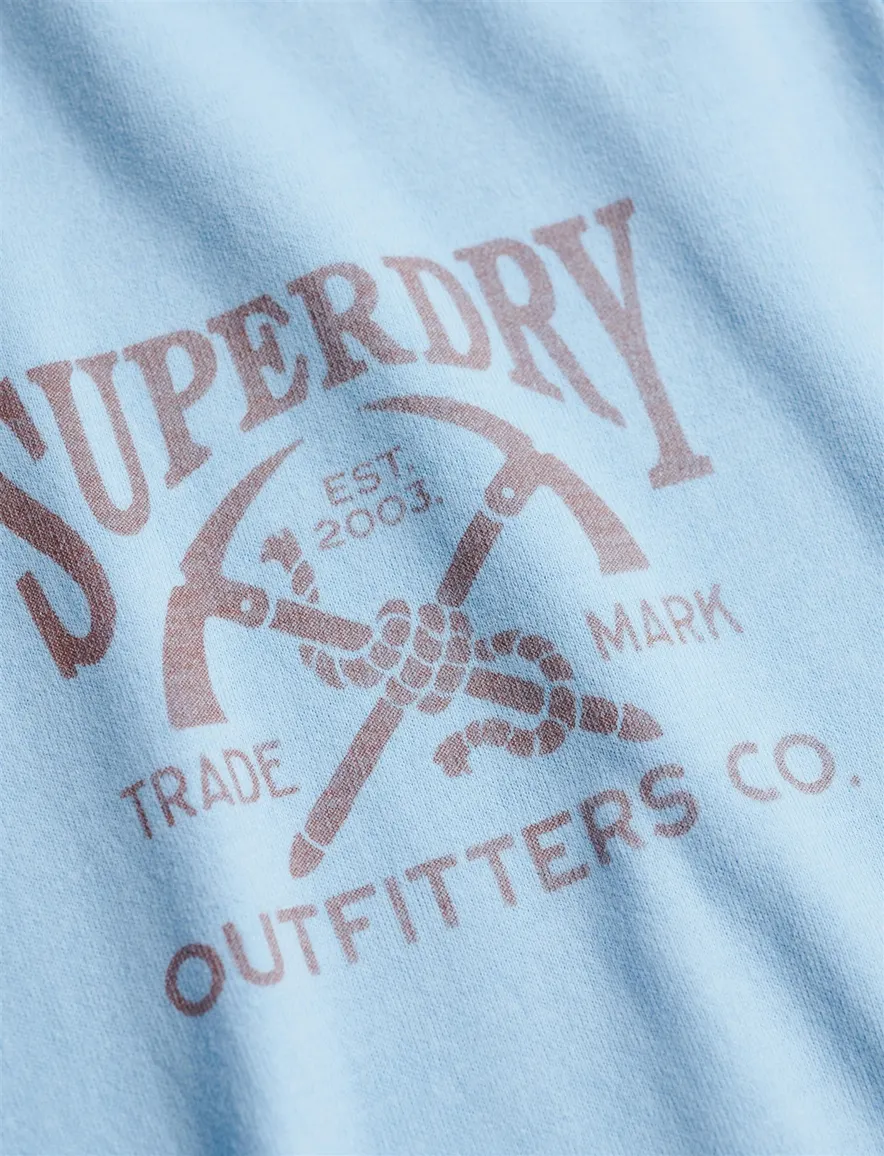 Lichtblauw t-shirt Superdry slim fit backprint