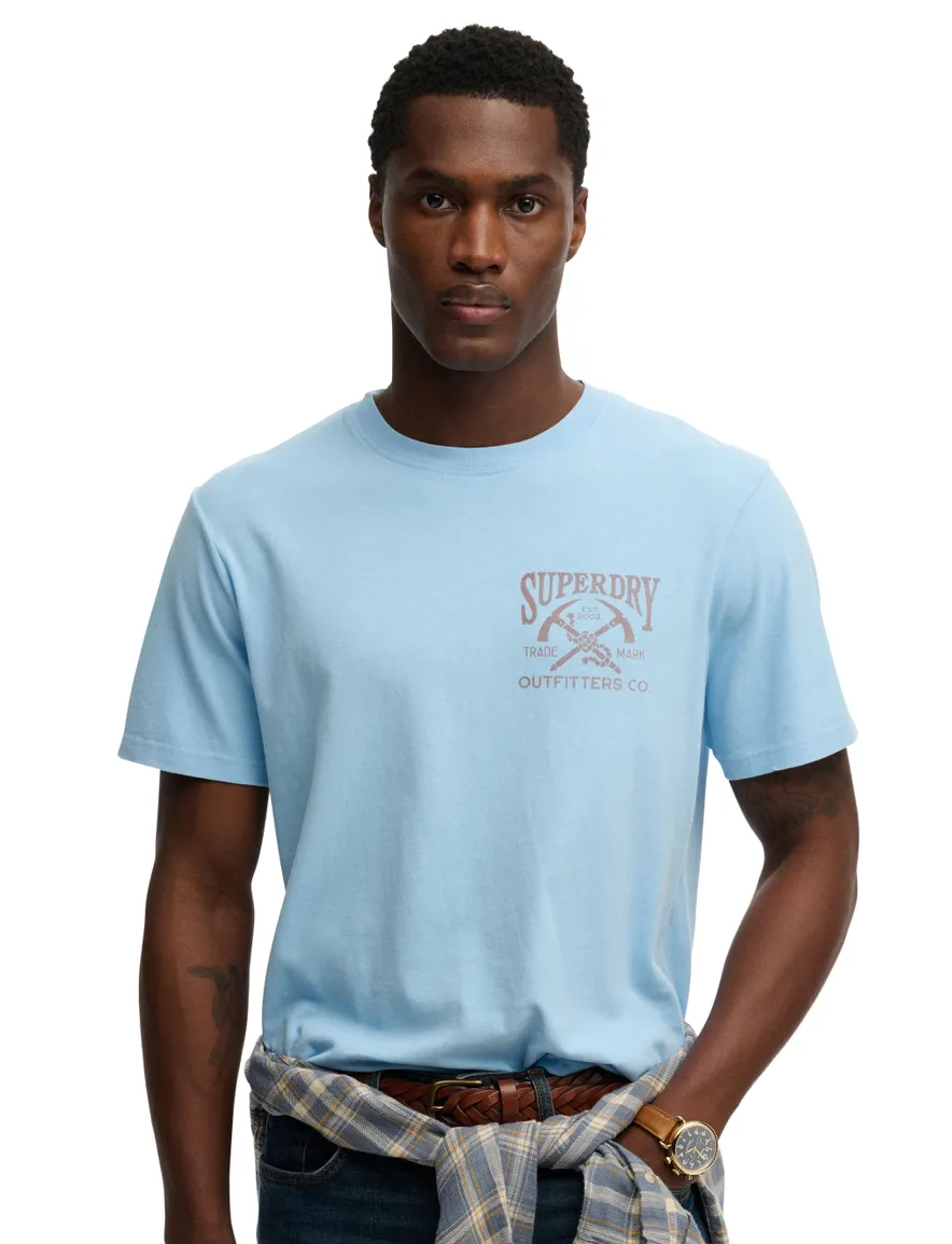 Superdry t-shirt lichtblauw backprint bergen