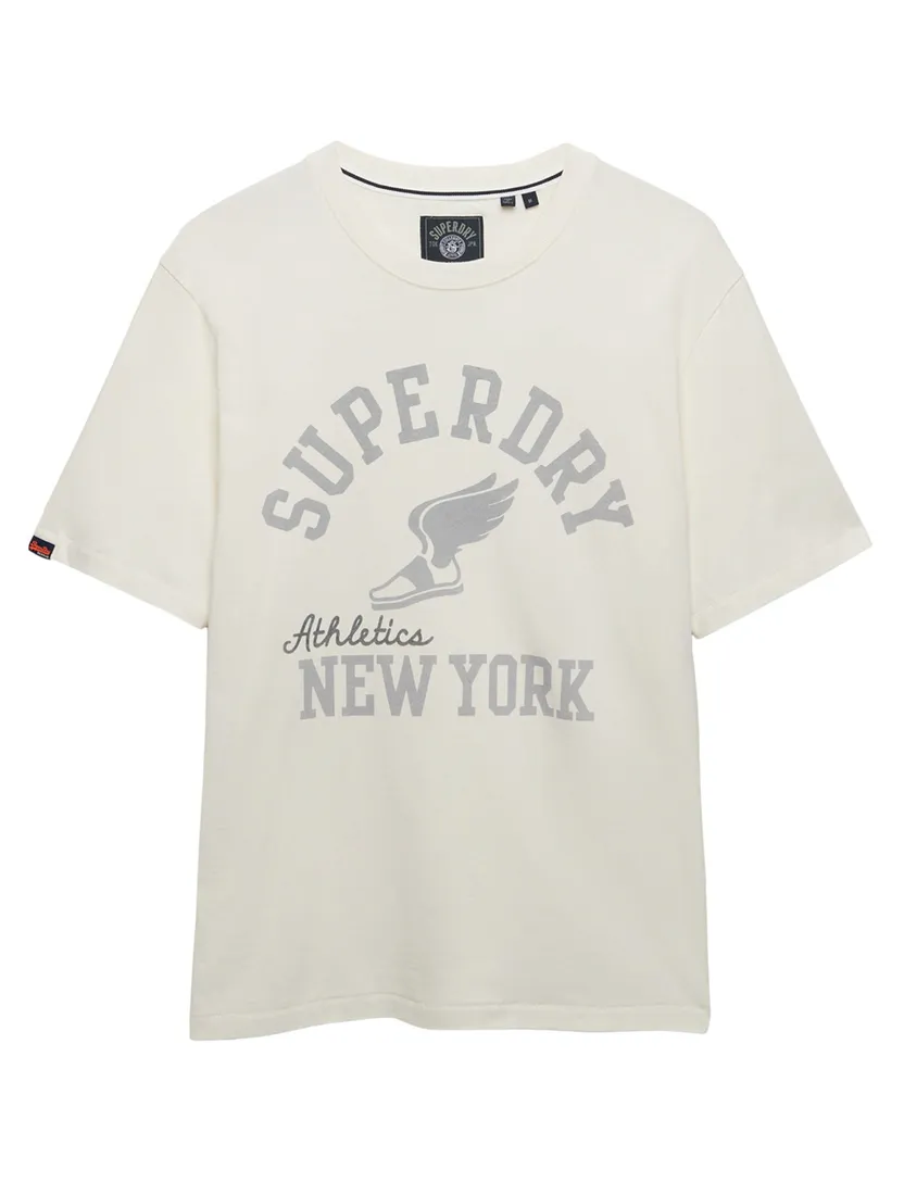 T-shirt Superdry creme katoen met opdruk