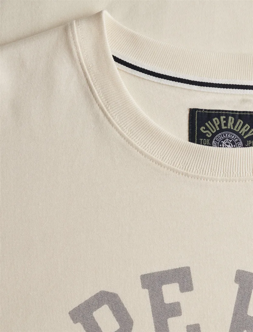 T-shirt Superdry creme katoen met opdruk