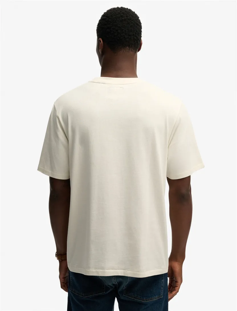 T-shirt Superdry creme katoen met opdruk
