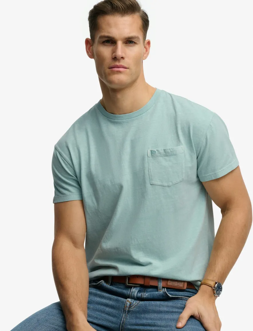 Blauw t-shirt Superdry met borstzak