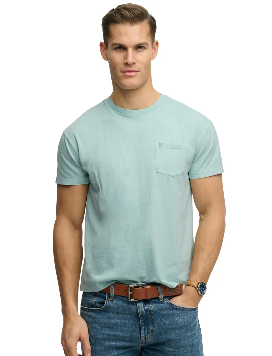 Blauw t-shirt Superdry met borstzak