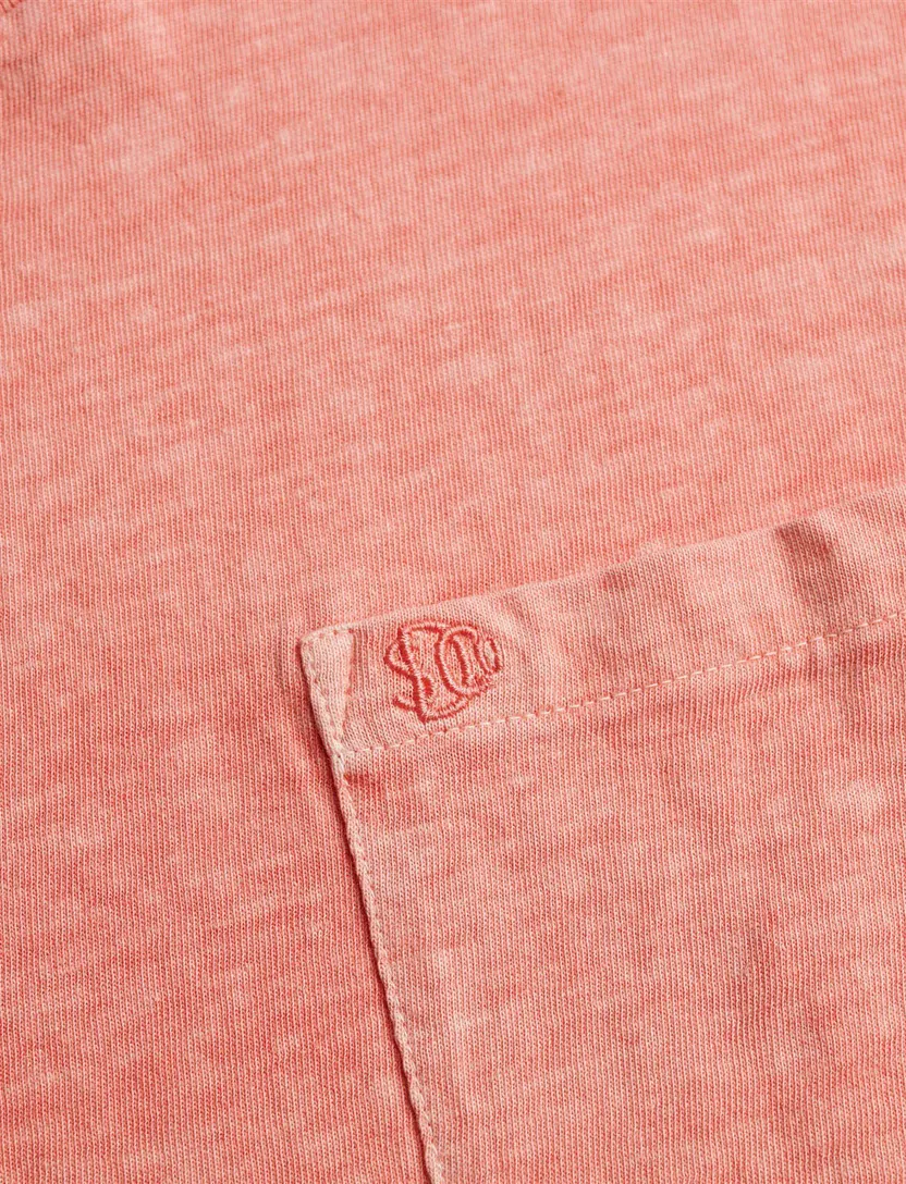 T-shirt Superdry roze slim fit ronde hals met borstzak