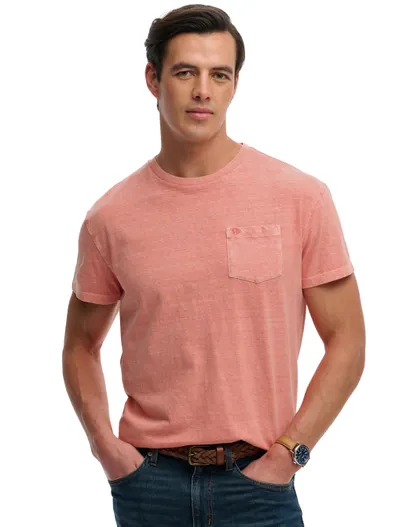 Superdry T-shirt Superdry roze normale fit ronde hals met borstzak