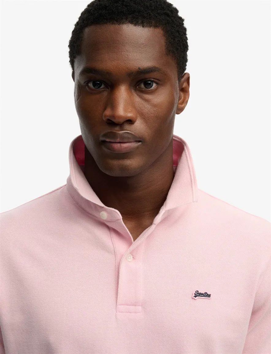 Korte mouw polo Superdry roze relaxed fit