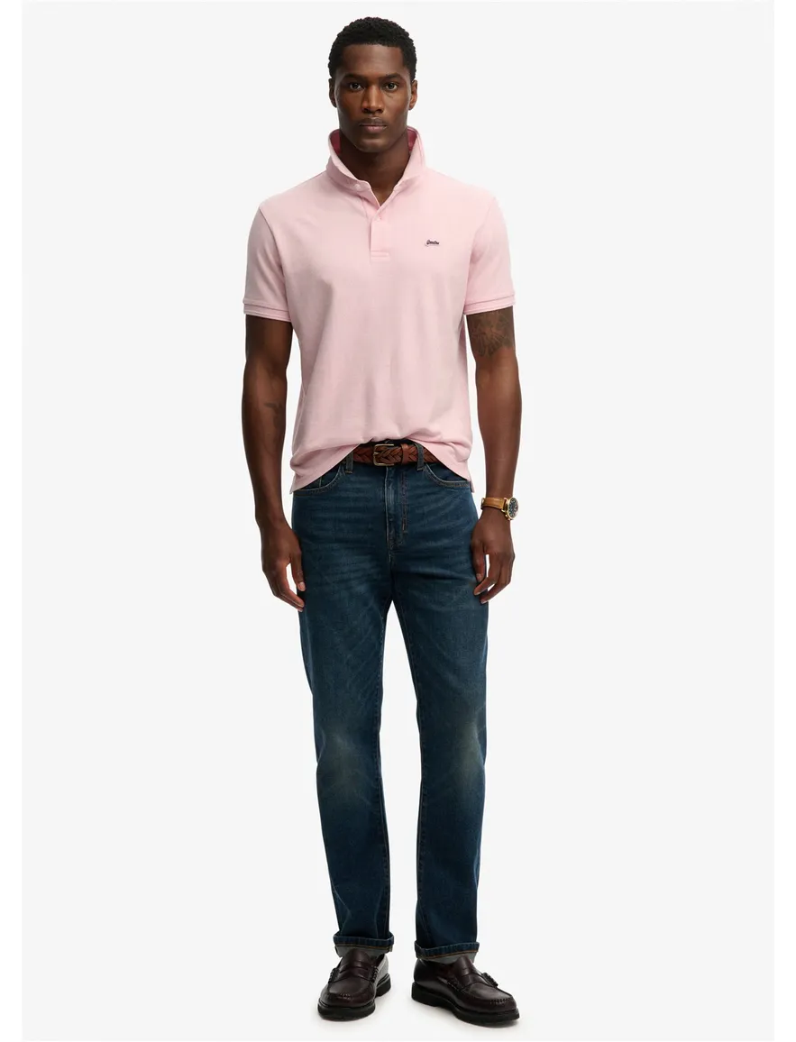 Korte mouw polo Superdry roze relaxed fit