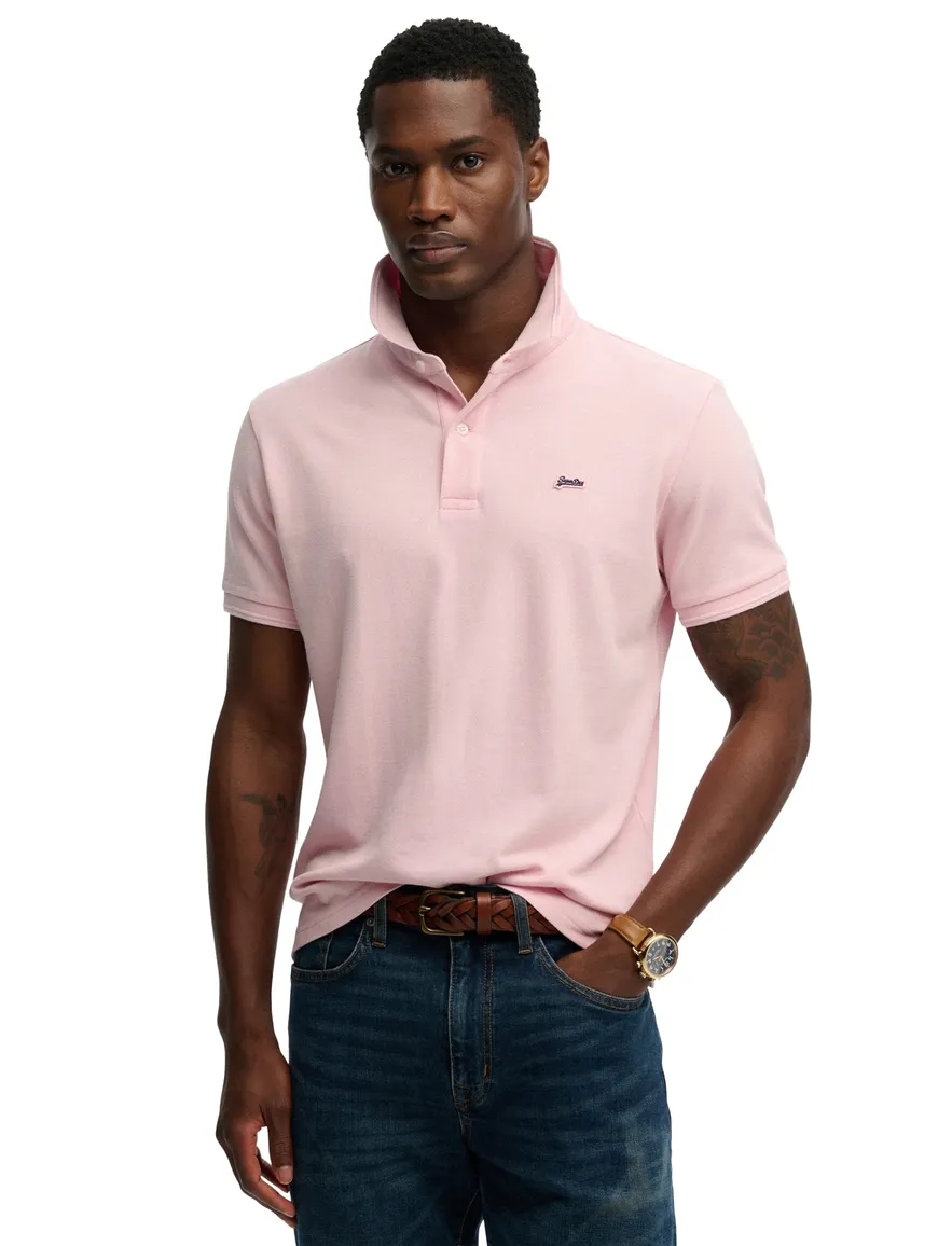 Korte mouw polo Superdry roze relaxed fit