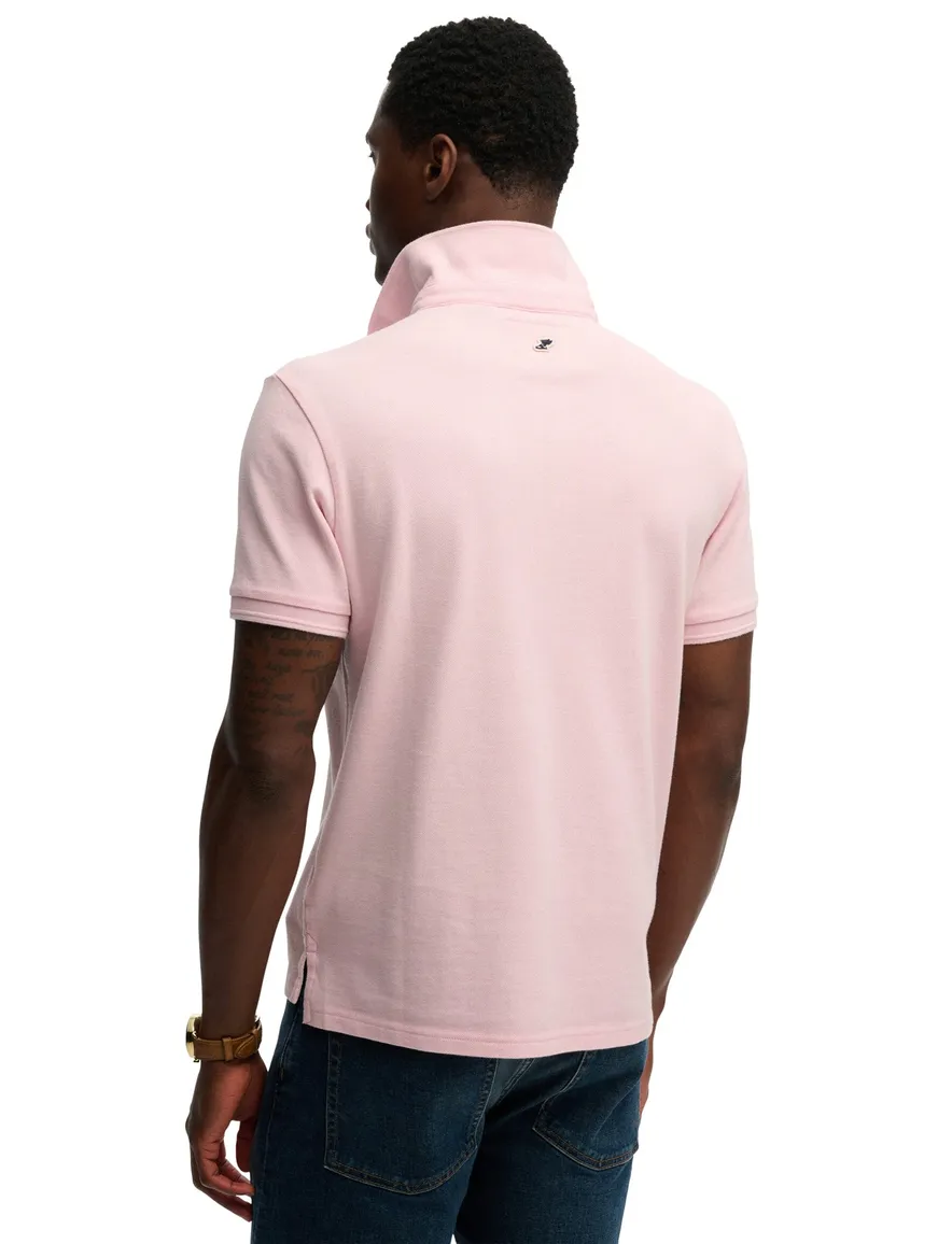 Korte mouw polo Superdry roze relaxed fit