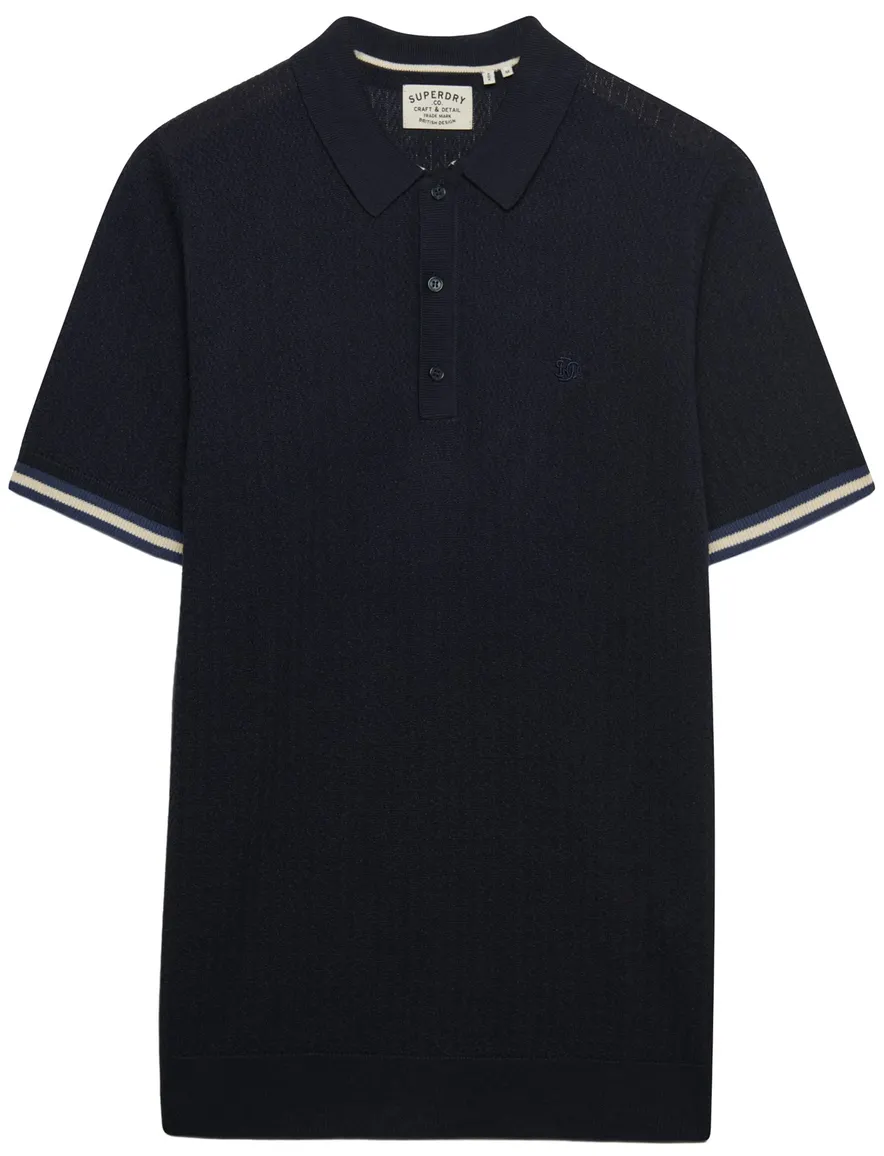 Superdry polo donkerblauw met boord