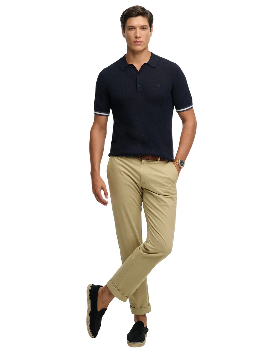 Superdry polo donkerblauw met boord