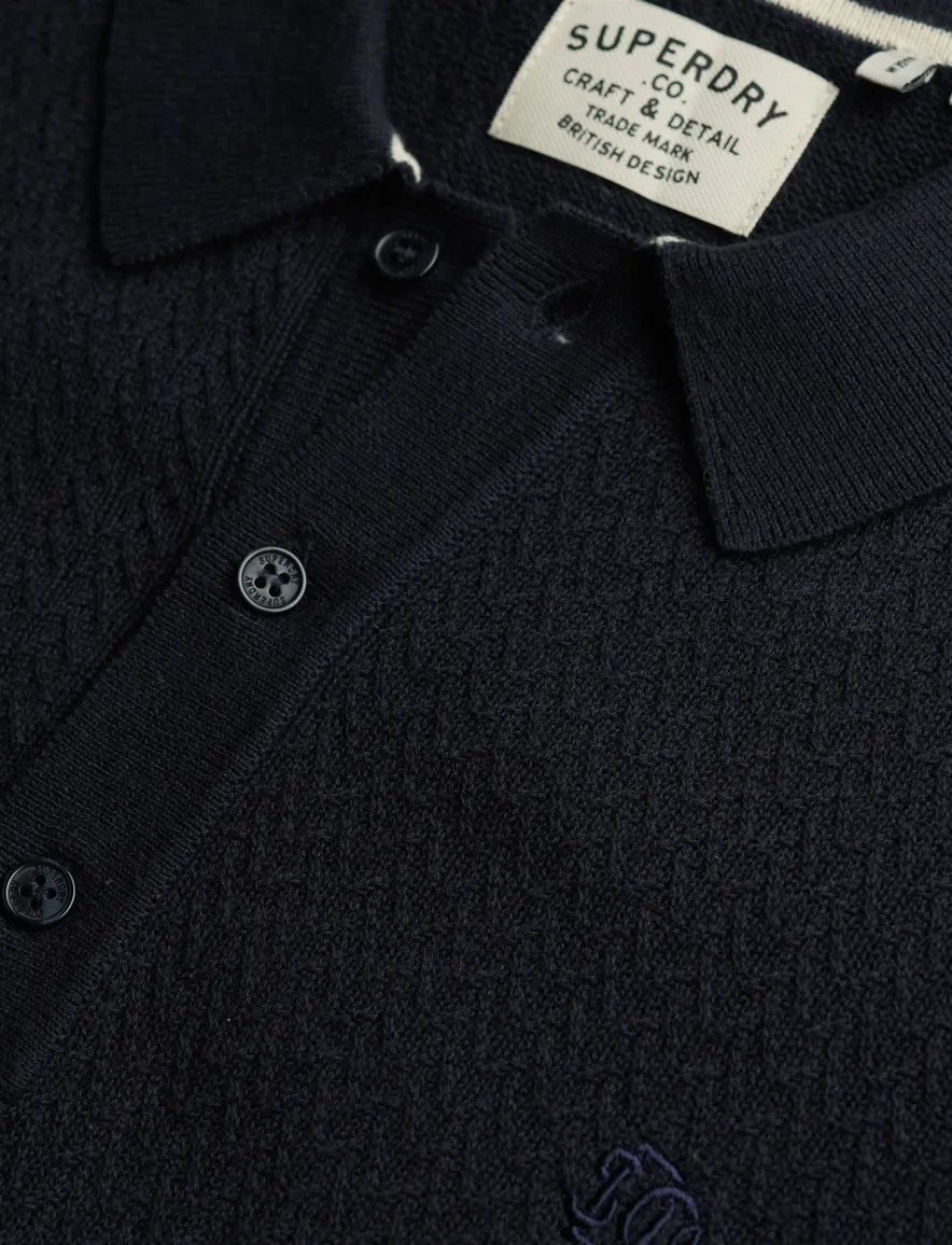 Superdry polo donkerblauw met boord