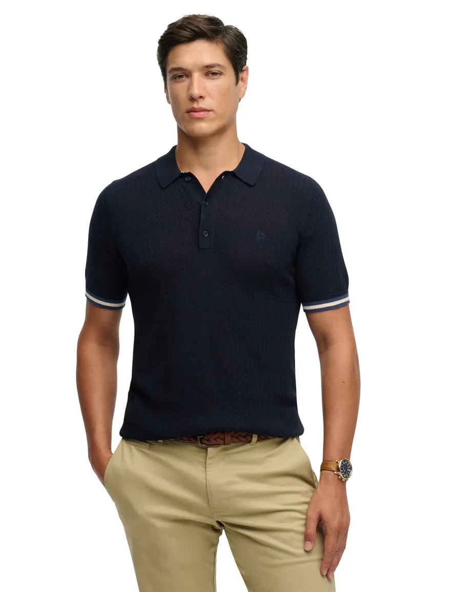 Superdry polo donkerblauw met boord