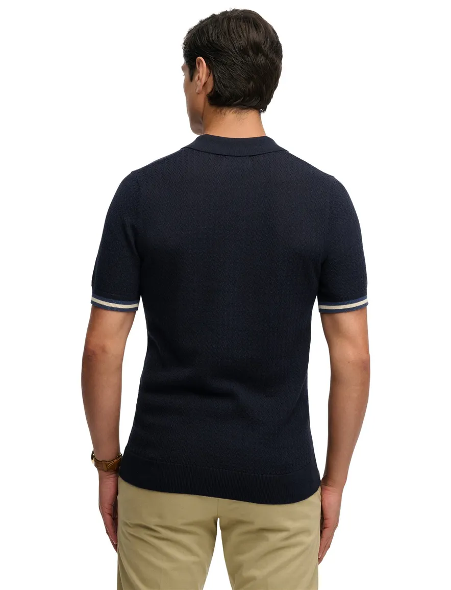 Superdry polo donkerblauw met boord