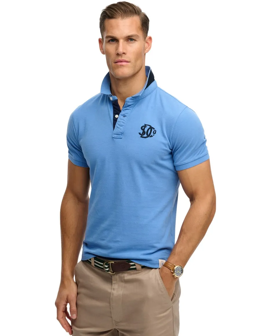 Superdry polo lichtblauw logo borst