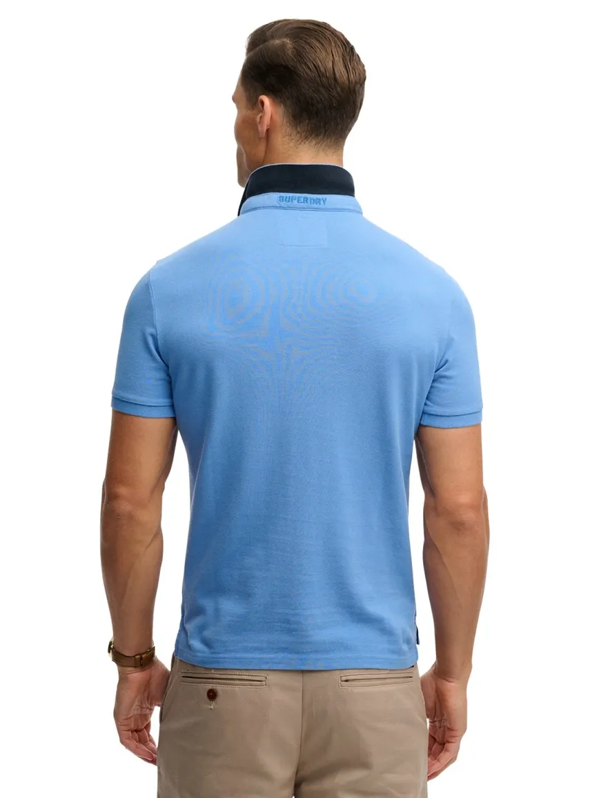 Superdry polo lichtblauw logo borst