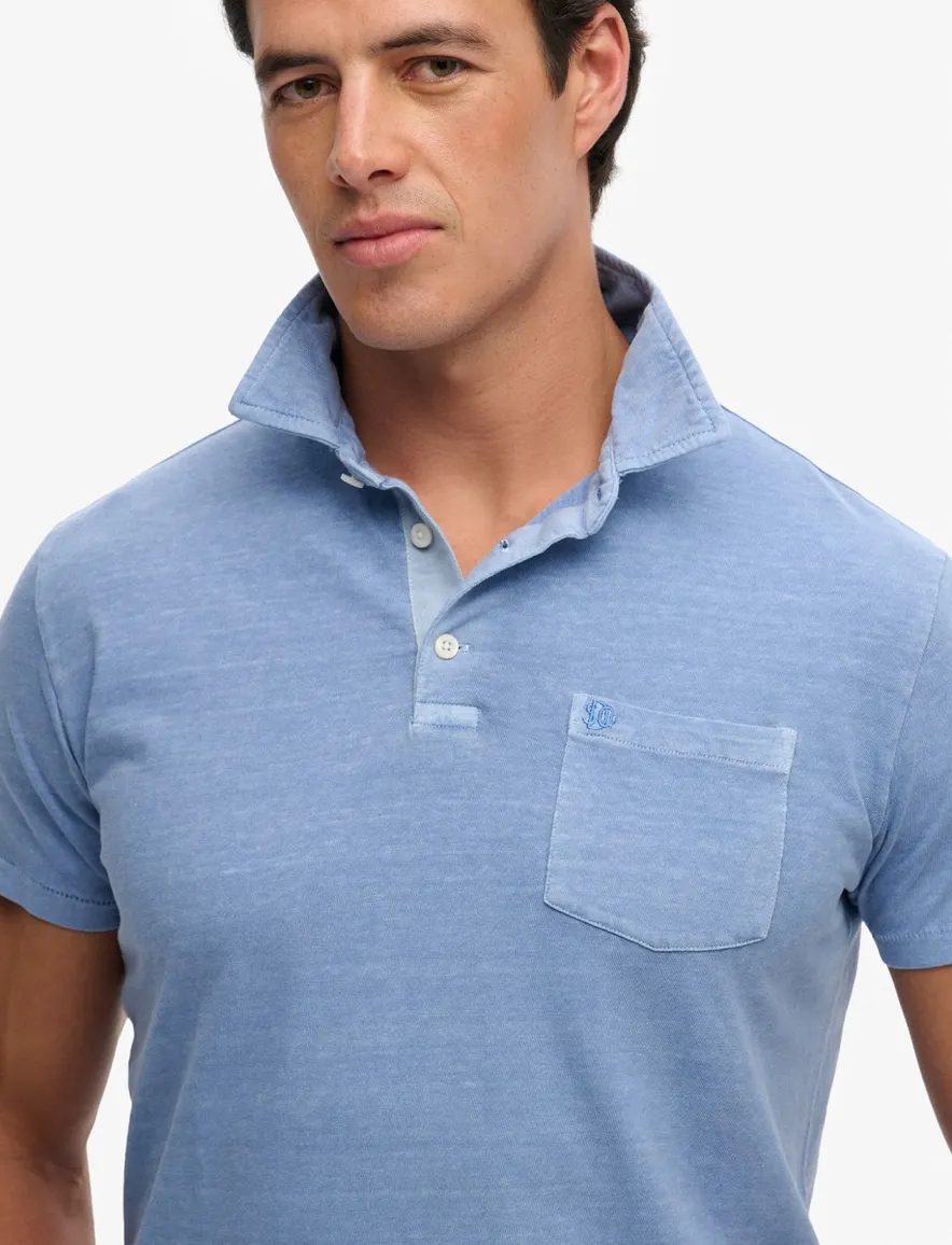 Superdry polo lichtblauw gemeleerd