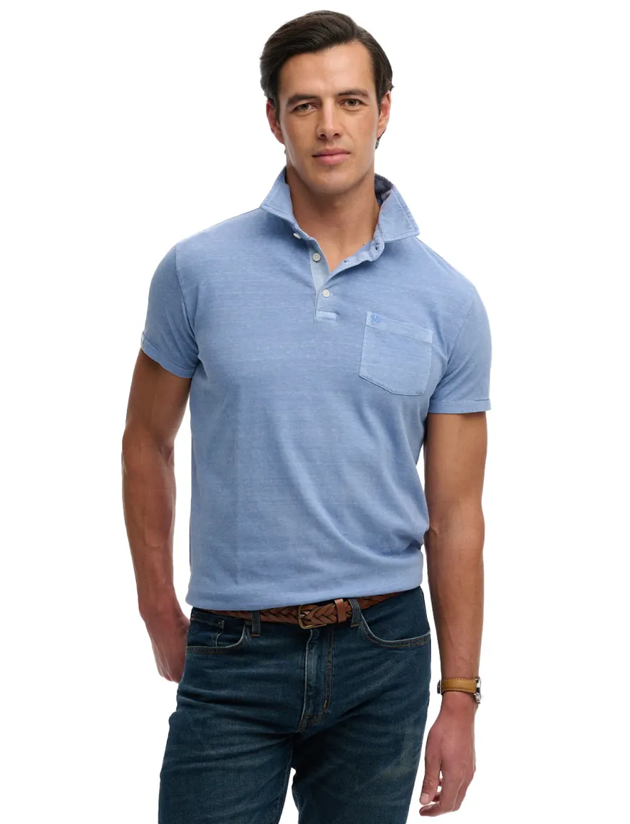 Superdry polo lichtblauw gemeleerd