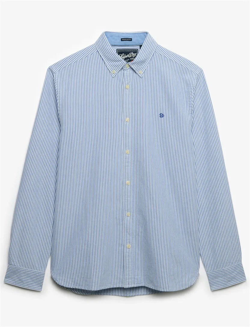 Overhemd Superdry lichtblauw gestreept slim fit button down