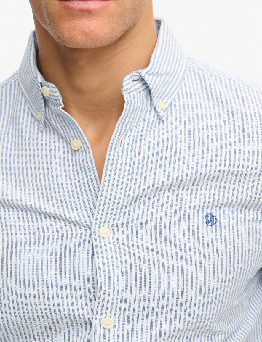 lichtblauw overhemd gestreept Superdry slim fit