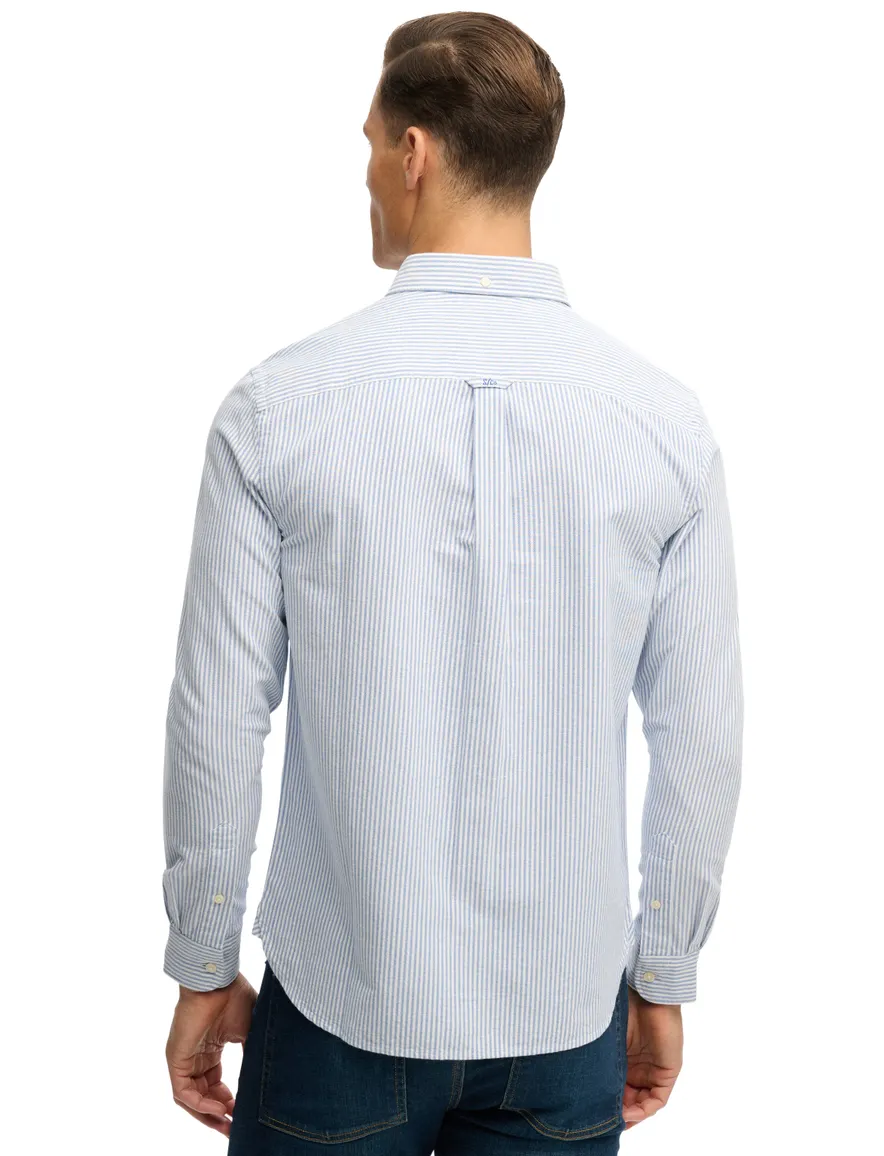 lichtblauw overhemd gestreept Superdry slim fit