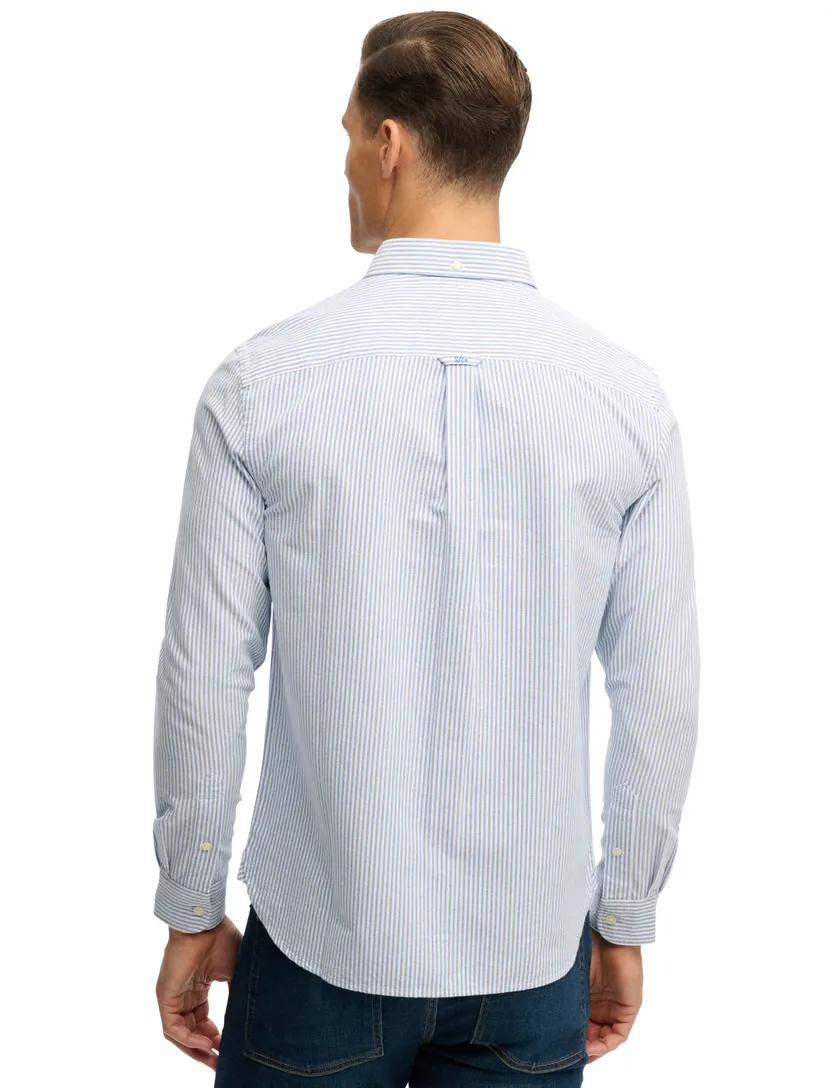 Overhemd Superdry lichtblauw gestreept slim fit button down