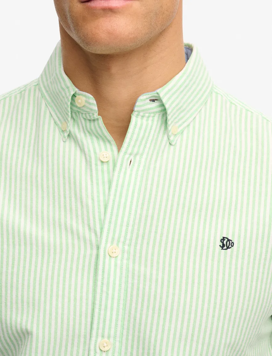 Groen overhemd gestreept wit slim fit Superdry