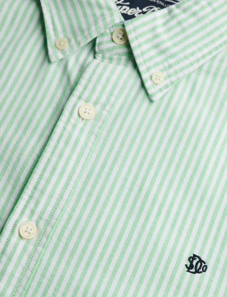Groen overhemd gestreept wit slim fit Superdry