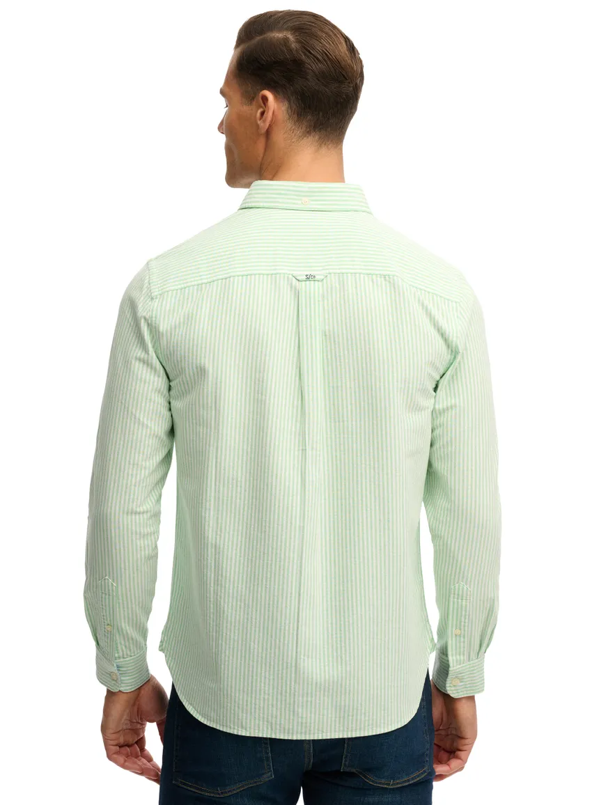 Groen overhemd gestreept wit slim fit Superdry