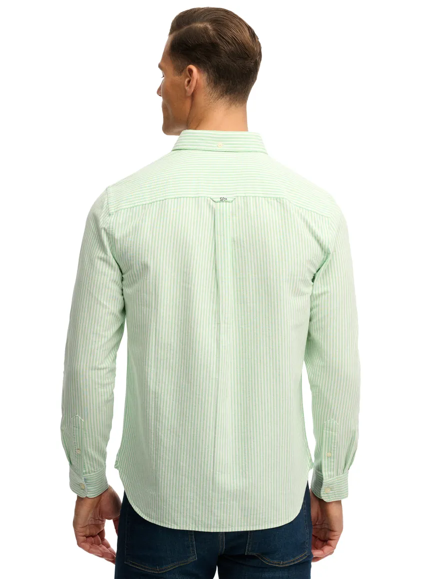Groen overhemd gestreept wit slim fit Superdry