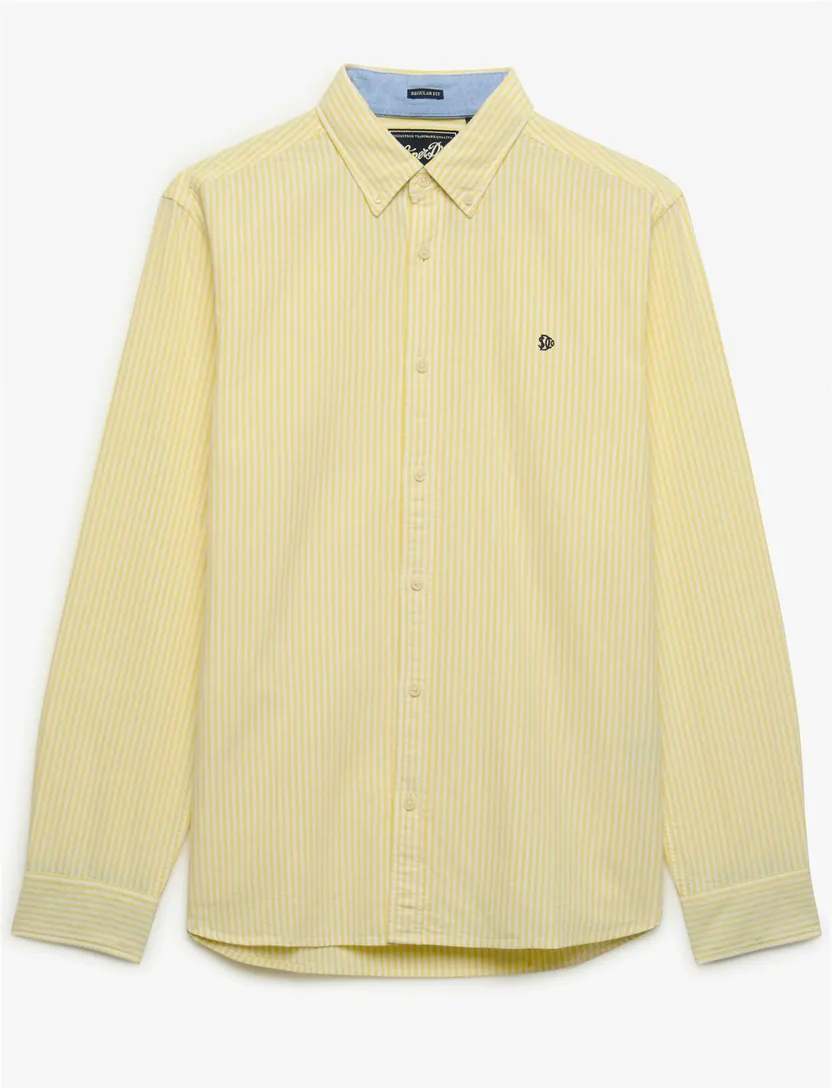 Overhemd Superdry geel wit gestreept slim fit