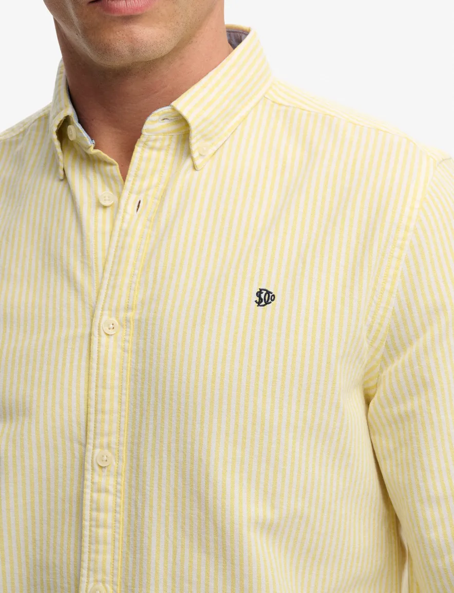 Geel overhemd gestreept slim fit Superdry