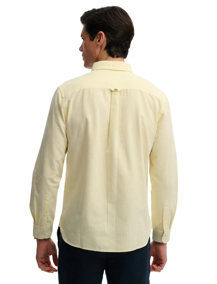 Geel overhemd gestreept slim fit Superdry