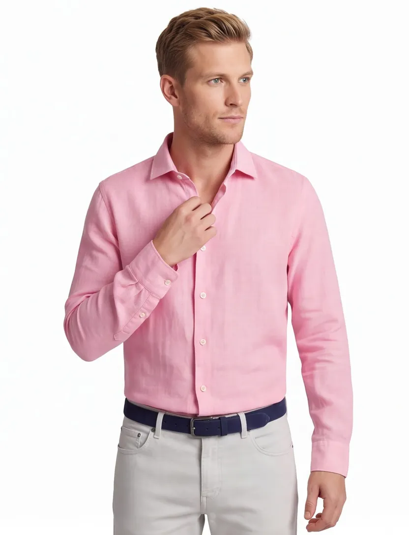 Superdry overhemd roze linnen