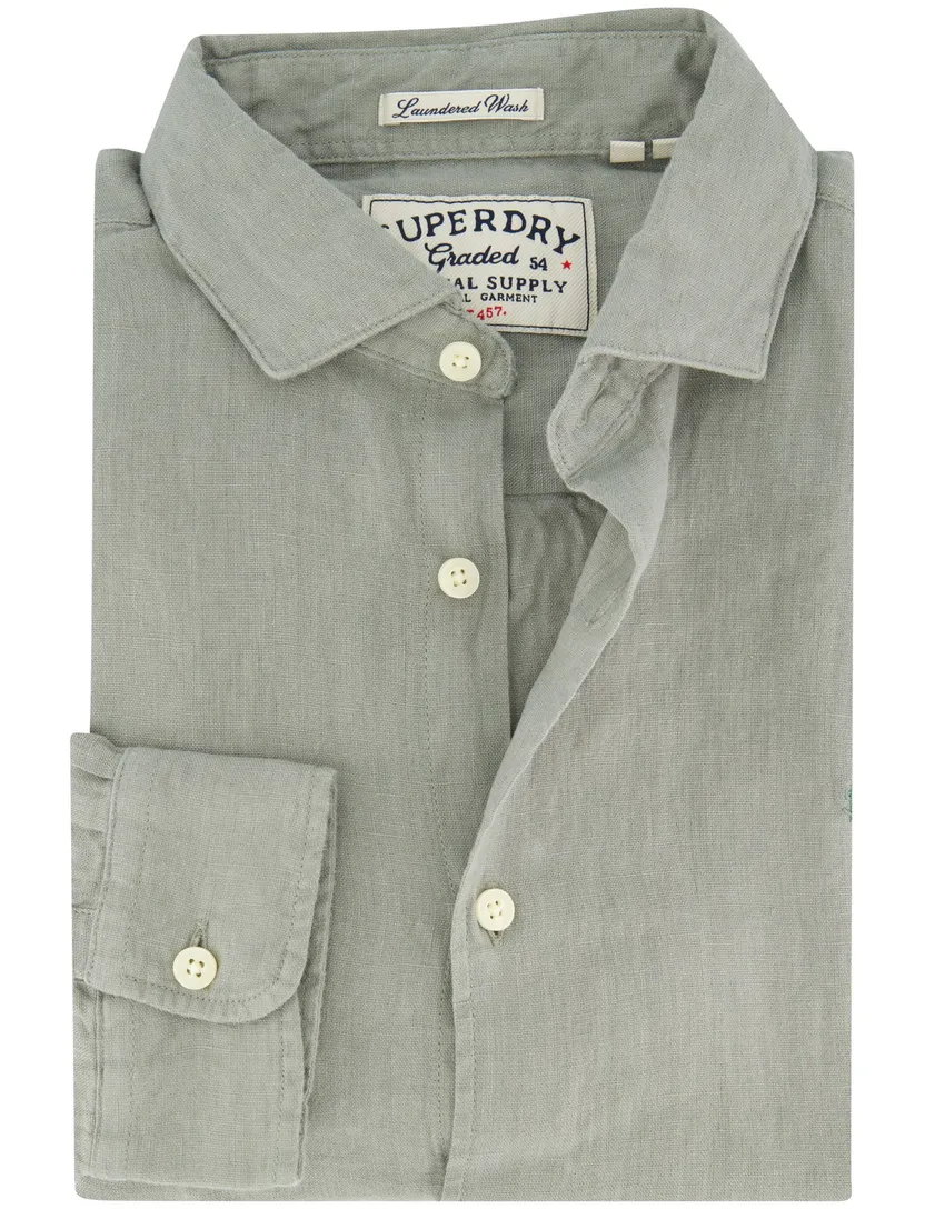 Superdry linnen overhemd groen slim fit zomer
