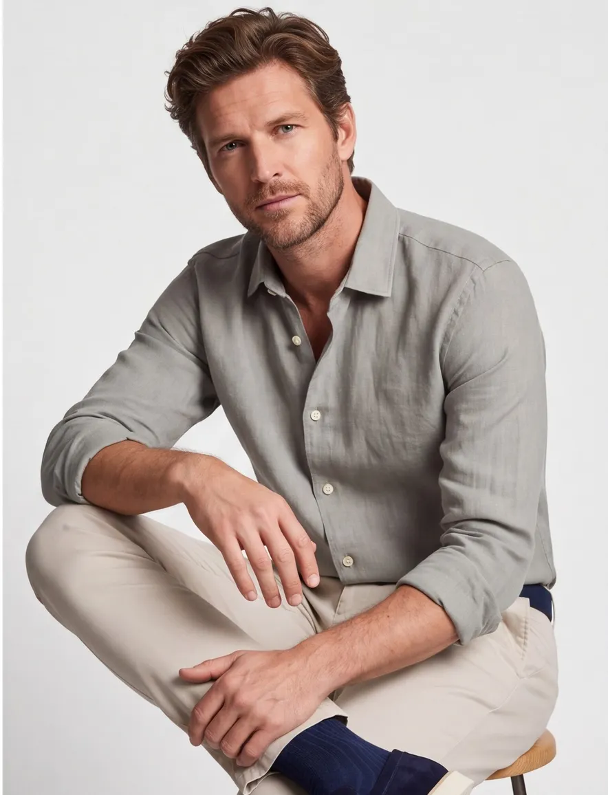 Overhemd Superdry linnen groen slim fit