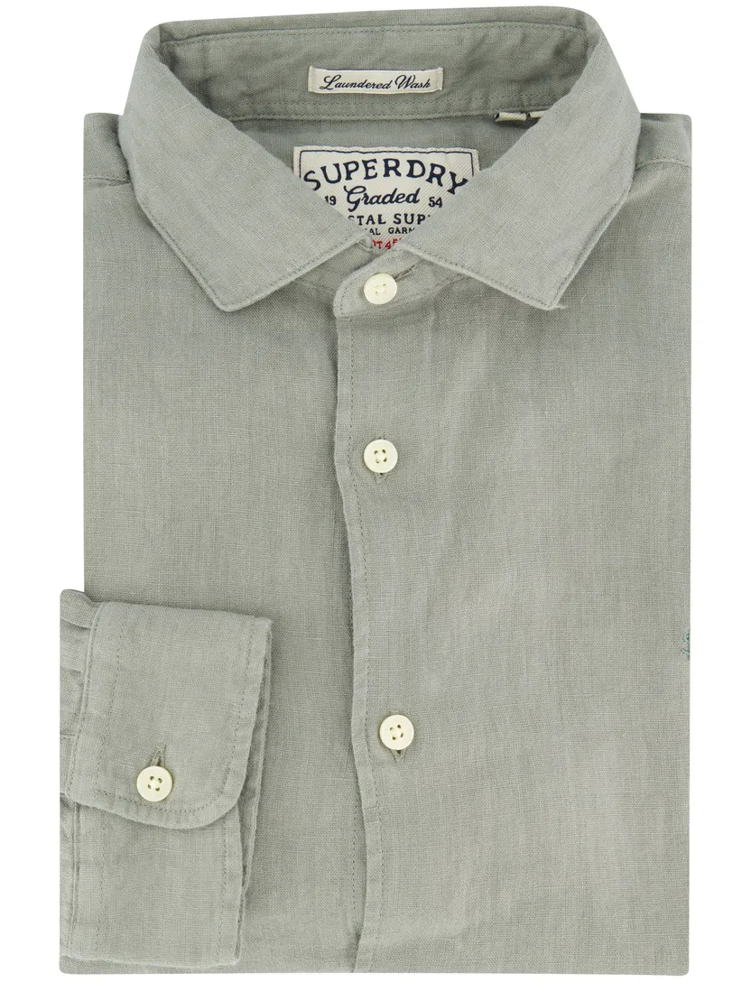 Superdry linnen overhemd groen slim fit zomer