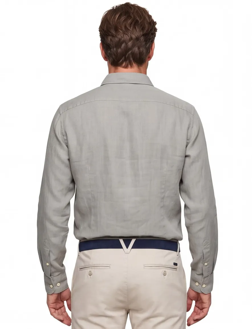 Overhemd Superdry linnen groen slim fit