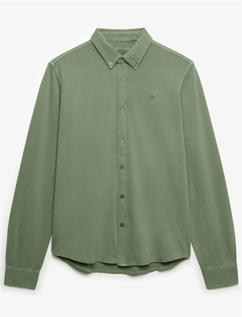 Lange mouwen overhemd Superdry effen groen