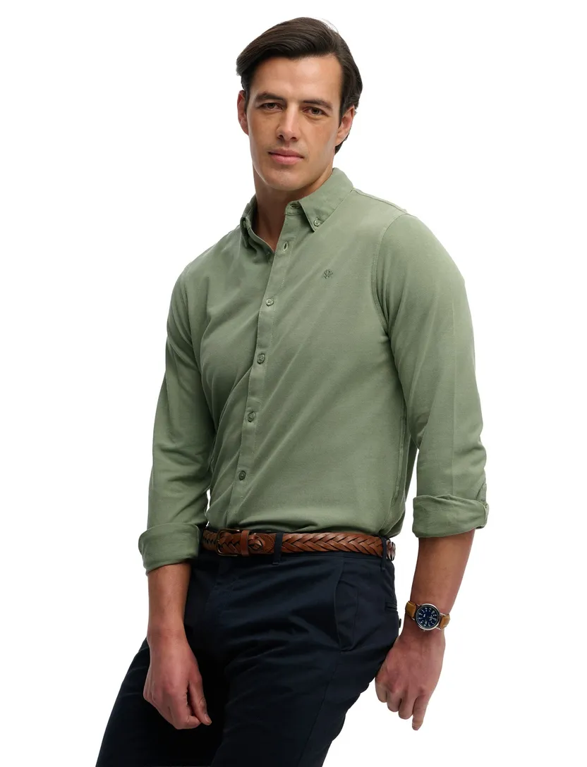 Lange mouwen overhemd Superdry effen groen